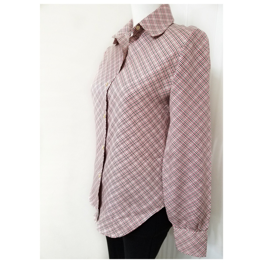 VINTAGE plaid long sleeve blouse - Picture 3 of 7